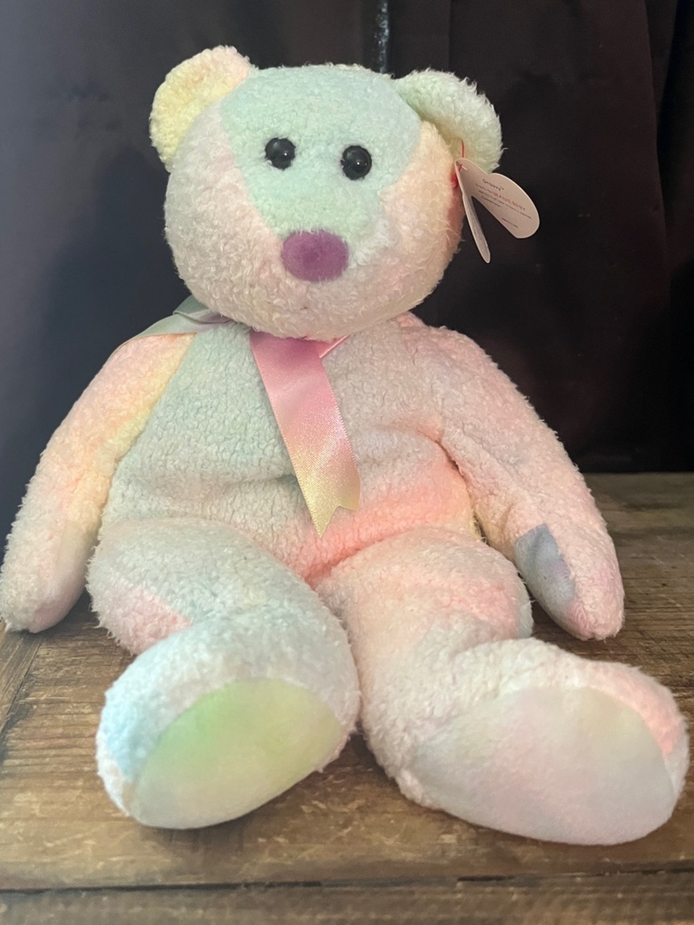 Ty Beanie Buddy “Groovy” Bear- Pink, Mint, Yellow, Lavender